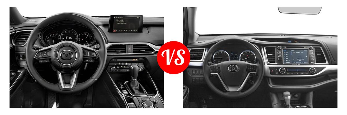 2019 Mazda CX-9 SUV Grand Touring vs. 2019 Toyota Highlander SUV XLE - Dashboard Comparison
