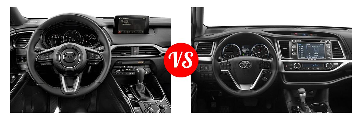 2019 Mazda CX-9 SUV Grand Touring vs. 2019 Toyota Highlander SUV SE - Dashboard Comparison