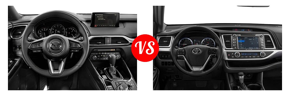 2019 Mazda CX-9 SUV Grand Touring vs. 2019 Toyota Highlander SUV Limited / Limited Platinum - Dashboard Comparison