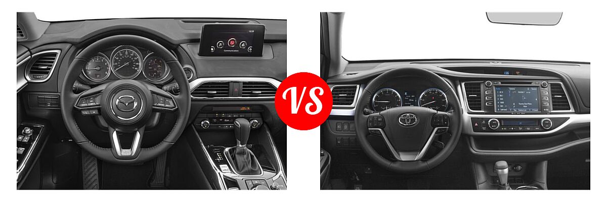 2019 Mazda CX-9 SUV Sport vs. 2019 Toyota Highlander SUV XLE - Dashboard Comparison