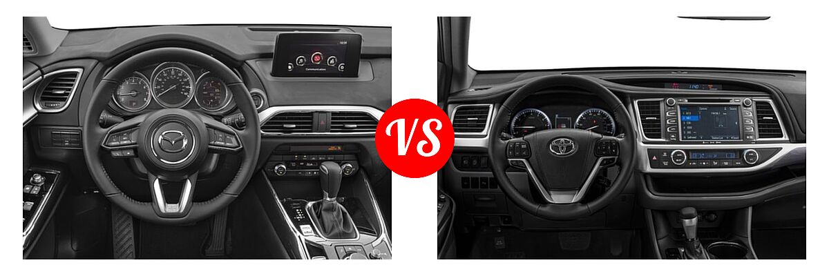 2019 Mazda CX-9 SUV Sport vs. 2019 Toyota Highlander SUV Limited / Limited Platinum - Dashboard Comparison