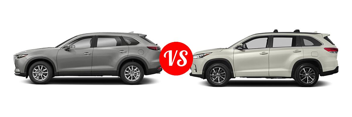 2019 Mazda CX-9 SUV Sport vs. 2019 Toyota Highlander SUV XLE - Side Comparison