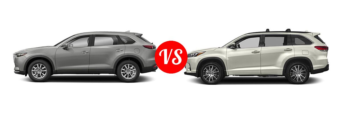 2019 Mazda CX-9 SUV Sport vs. 2019 Toyota Highlander SUV SE - Side Comparison