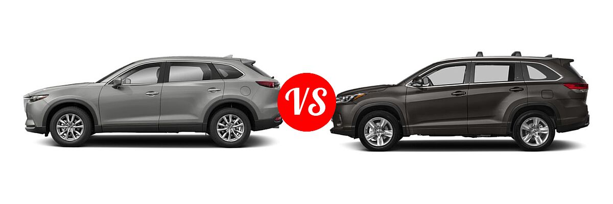 2019 Mazda CX-9 SUV Sport vs. 2019 Toyota Highlander SUV Limited / Limited Platinum - Side Comparison