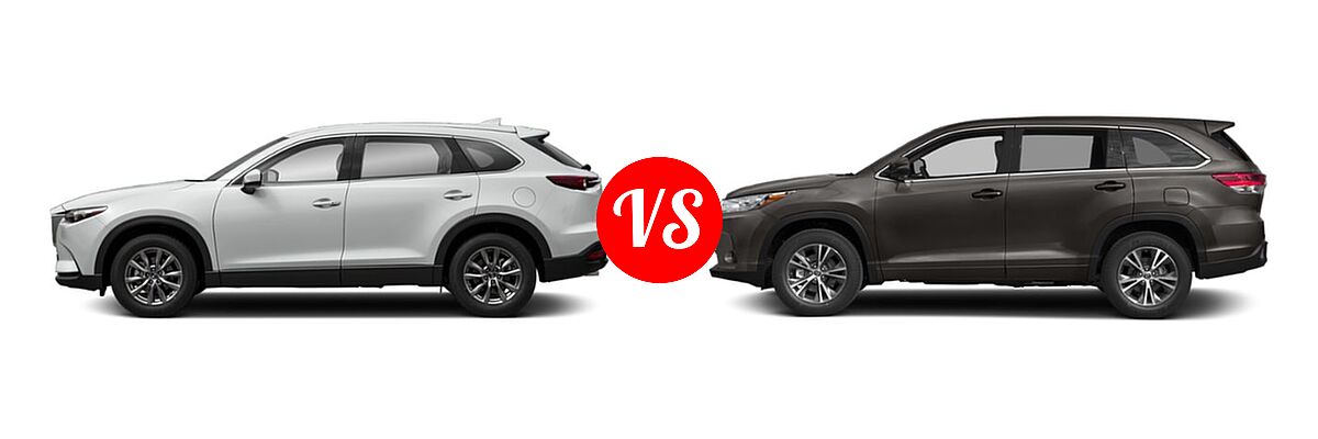 2019 Mazda CX-9 SUV Touring vs. 2019 Toyota Highlander SUV LE / LE Plus - Side Comparison