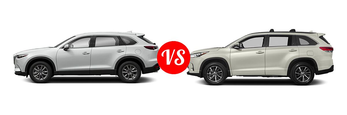 2019 Mazda CX-9 SUV Touring vs. 2019 Toyota Highlander SUV XLE - Side Comparison