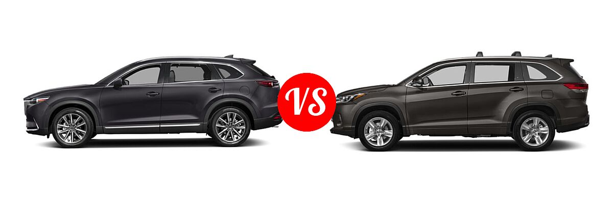 2019 Mazda CX-9 SUV Grand Touring vs. 2019 Toyota Highlander SUV Limited / Limited Platinum - Side Comparison