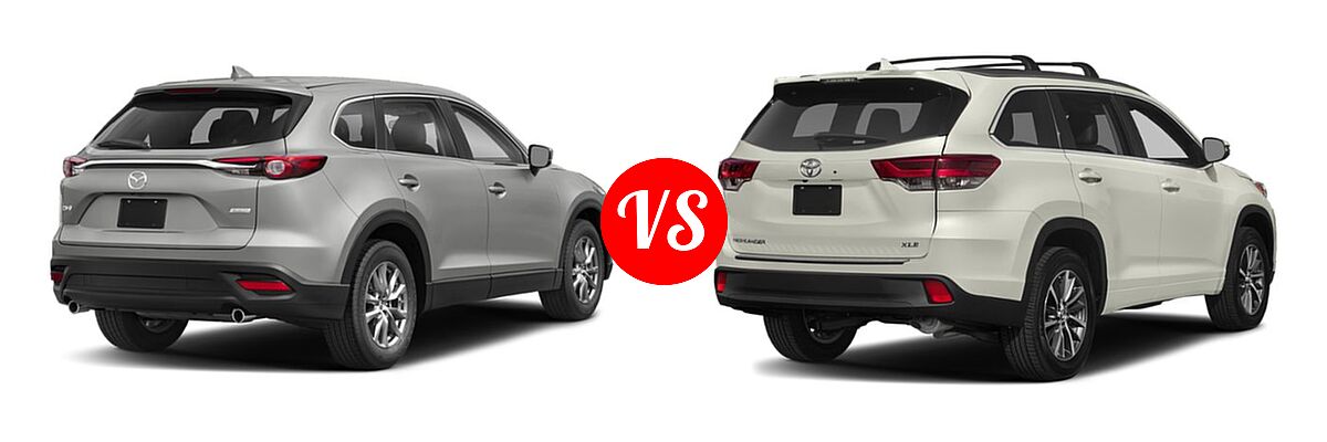 2019 Mazda CX-9 SUV Sport vs. 2019 Toyota Highlander SUV LE / LE Plus - Rear Right Comparison
