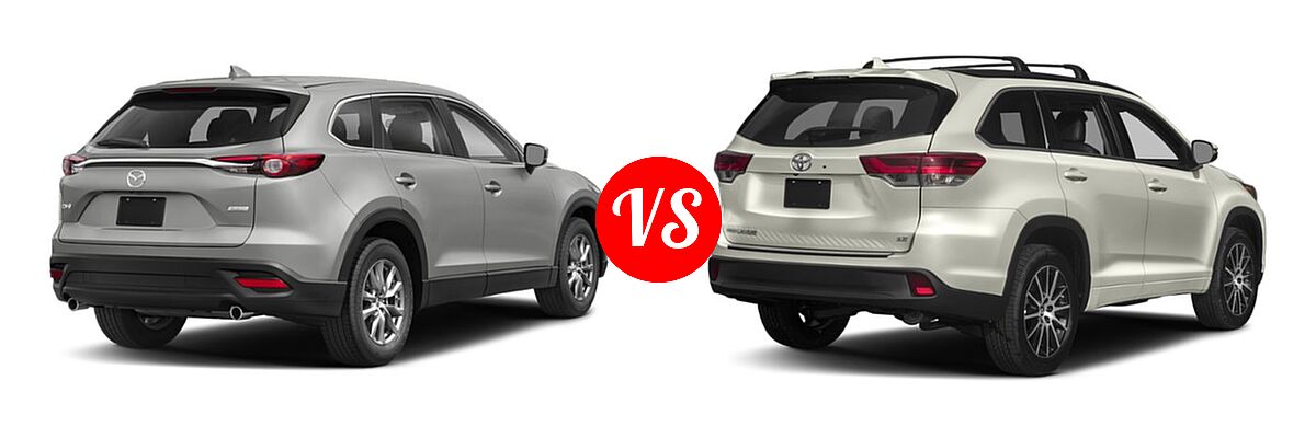 2019 Mazda CX-9 SUV Sport vs. 2019 Toyota Highlander SUV SE - Rear Right Comparison