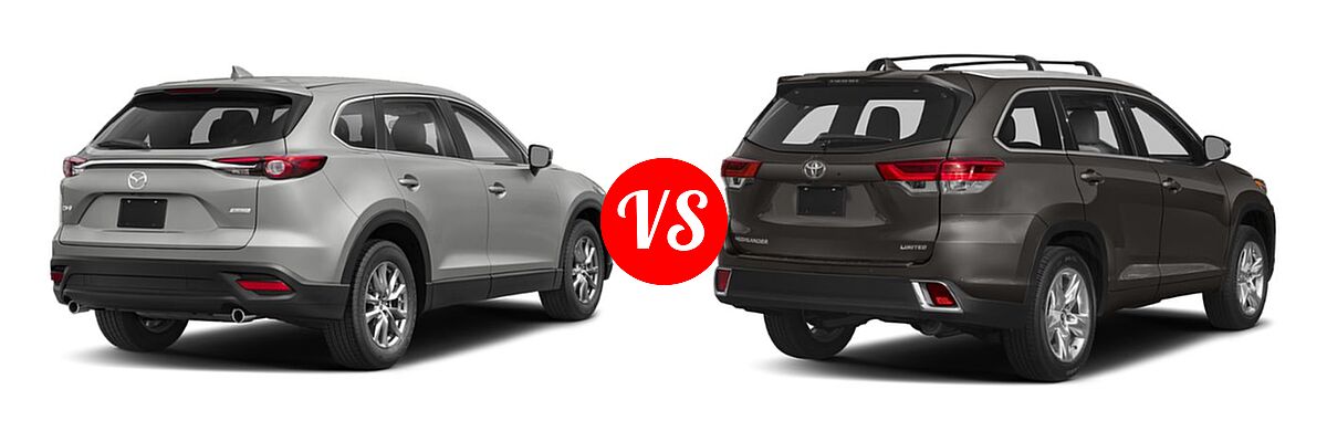 2019 Mazda CX-9 SUV Sport vs. 2019 Toyota Highlander SUV Limited / Limited Platinum - Rear Right Comparison