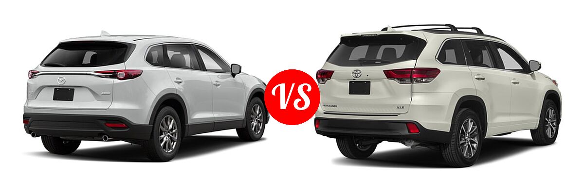 2019 Mazda CX-9 SUV Touring vs. 2019 Toyota Highlander SUV XLE - Rear Right Comparison