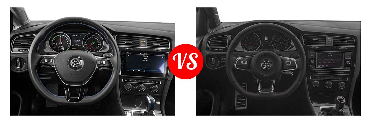2019 Volkswagen e-Golf Hatchback Electric SE / SEL Premium vs. 2019 Volkswagen Golf GTI Hatchback Autobahn / Rabbit Edition / S / SE - Dashboard Comparison