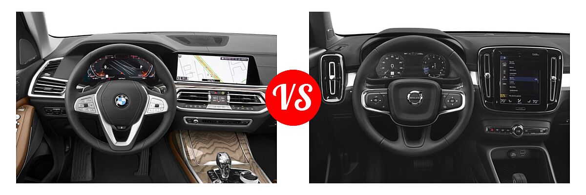 2019 BMW X7 SUV xDrive40i / xDrive50i vs. 2019 Volvo XC40 SUV Momentum / R-Design - Dashboard Comparison