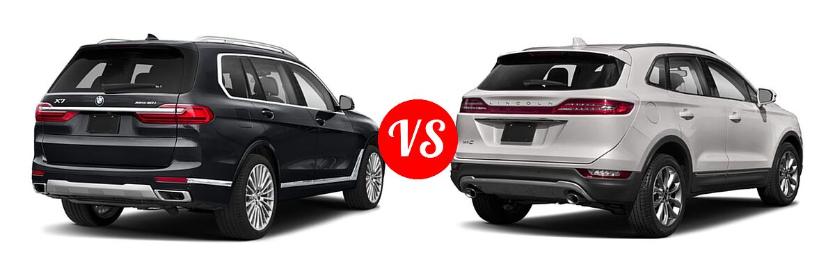 2019 BMW X7 SUV xDrive40i / xDrive50i vs. 2019 Lincoln MKC SUV Black Label / FWD / Reserve / Select / Standard - Rear Right Comparison