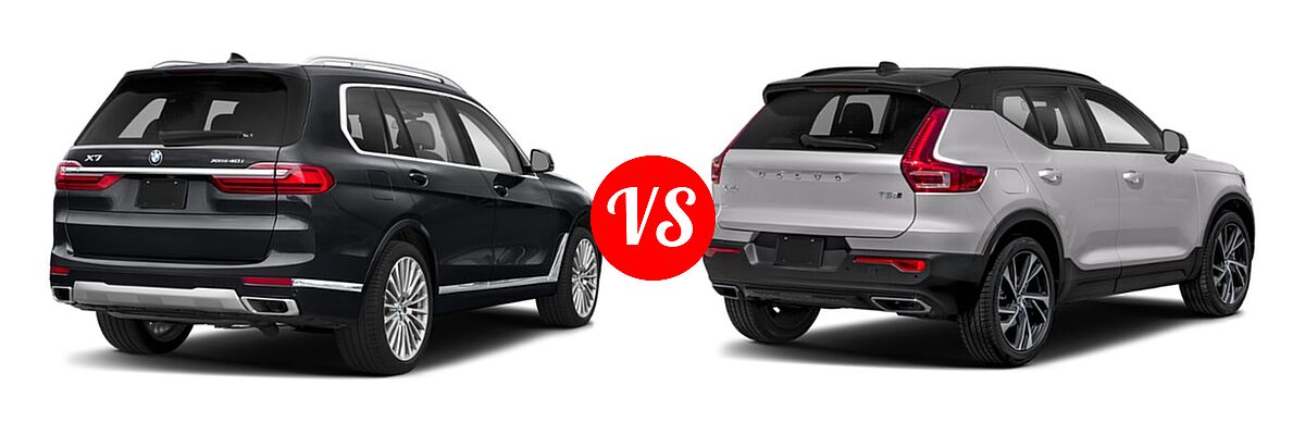 2019 BMW X7 SUV xDrive40i / xDrive50i vs. 2019 Volvo XC40 SUV R-Design - Rear Right Comparison