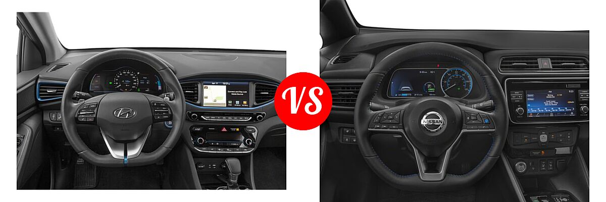 2018 Hyundai Ioniq Plug-In Hybrid Hatchback Limited vs. 2018 Nissan Leaf Hatchback S / SL / SV - Dashboard Comparison