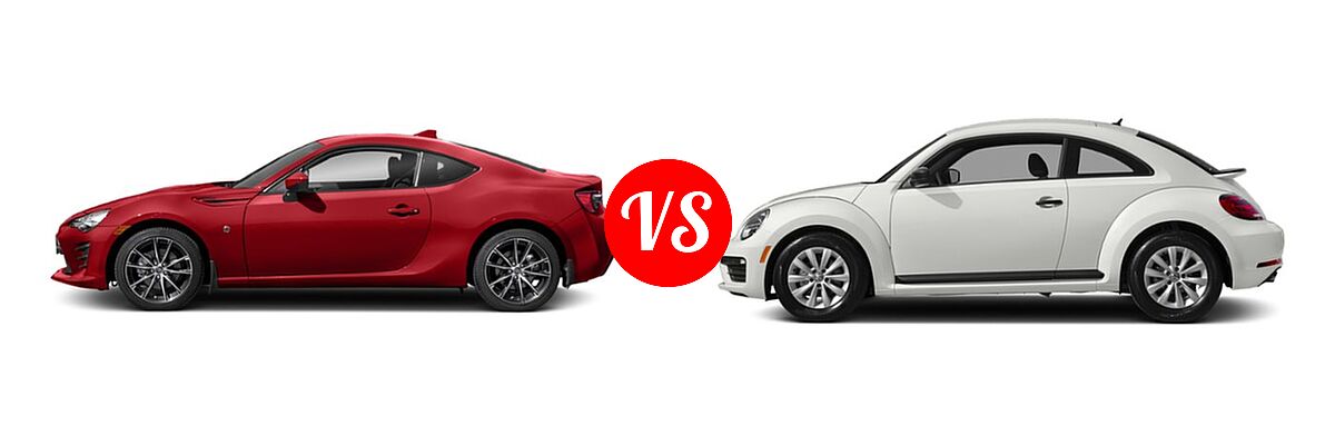 2019 Toyota 86 Coupe Auto (Natl) / GT / Manual (Natl) / TRD SE vs. 2019 Volkswagen Beetle Coupe Final Edition SE / S / SE - Side Comparison