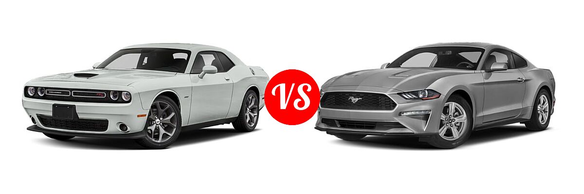 2019 Dodge Challenger Coupe R/T vs. 2019 Ford Mustang Coupe EcoBoost / EcoBoost Premium / GT / GT Premium - Front Left Comparison