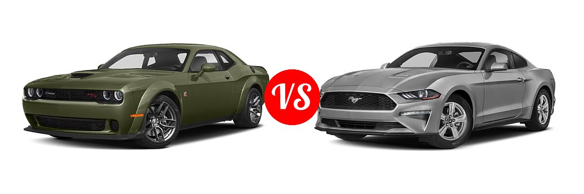 2019 Dodge Challenger Coupe R/T Scat Pack vs. 2019 Ford Mustang Coupe EcoBoost / EcoBoost Premium / GT / GT Premium - Front Left Comparison
