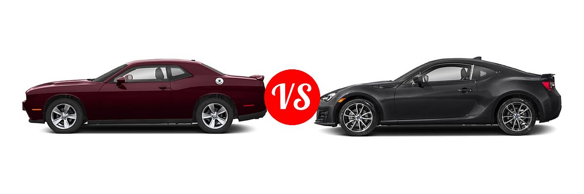 2019 Dodge Challenger Coupe GT / SXT vs. 2019 Subaru BRZ Coupe Limited / Premium / Series.Gray - Side Comparison