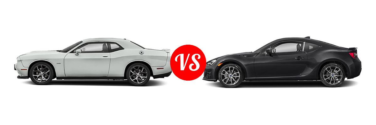 2019 Dodge Challenger Coupe R/T vs. 2019 Subaru BRZ Coupe Limited / Premium / Series.Gray - Side Comparison
