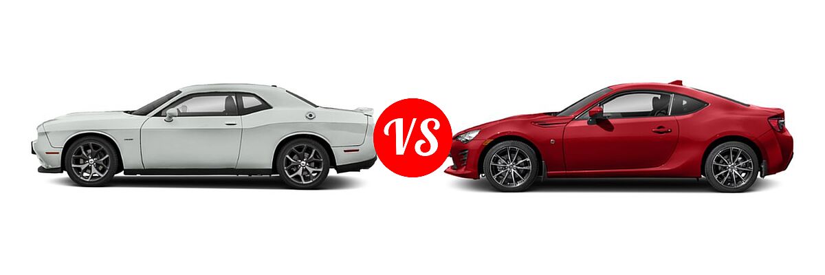 2019 Dodge Challenger Coupe R/T vs. 2019 Toyota 86 Coupe Auto (Natl) / GT / Manual (Natl) / TRD SE - Side Comparison