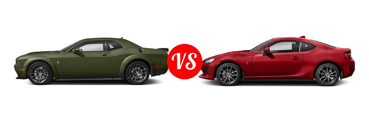 2019 Dodge Challenger Coupe R/T Scat Pack vs. 2019 Toyota 86 Coupe Auto (Natl) / GT / Manual (Natl) / TRD SE - Side Comparison