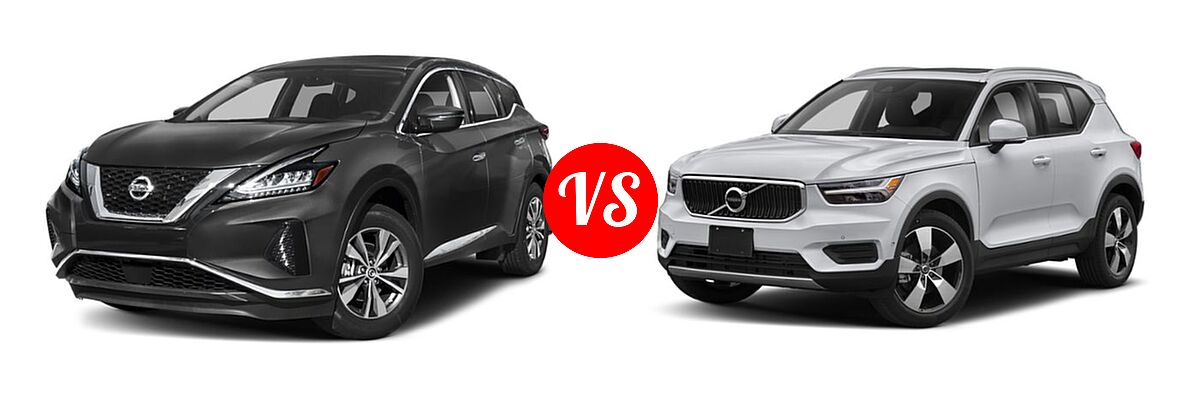 2019 Nissan Murano SUV Platinum / S / SL / SV vs. 2019 Volvo XC40 SUV Momentum / R-Design - Front Left Comparison