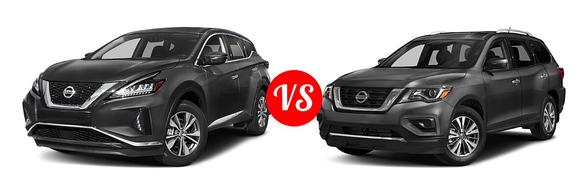 2019 Nissan Murano SUV Platinum / S / SL / SV vs. 2019 Nissan Pathfinder SUV S - Front Left Comparison