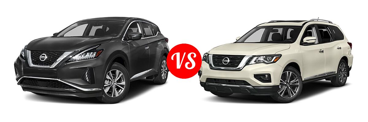 2019 Nissan Murano SUV Platinum / S / SL / SV vs. 2019 Nissan Pathfinder SUV SL / SV - Front Left Comparison