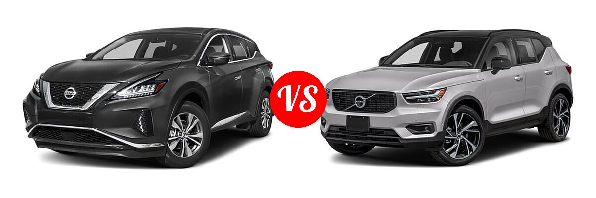 2019 Nissan Murano SUV Platinum / S / SL / SV vs. 2019 Volvo XC40 SUV R-Design - Front Left Comparison