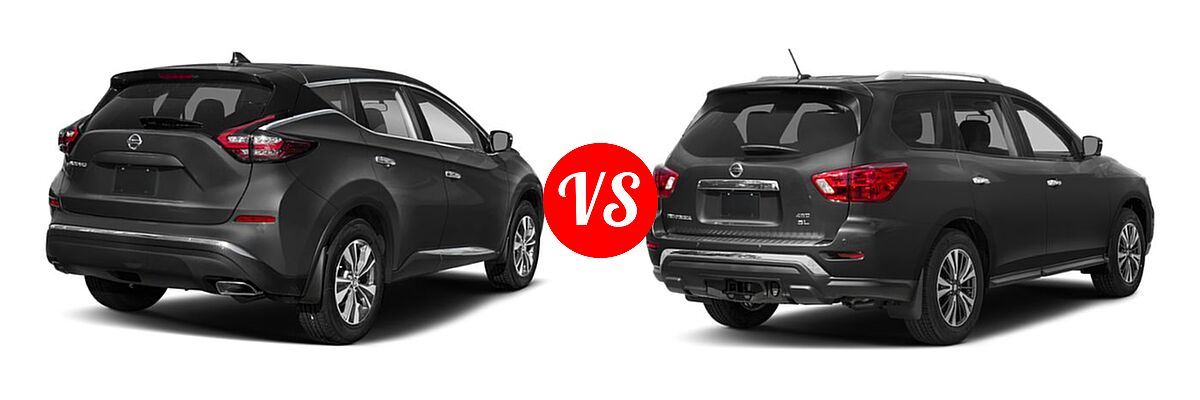 2019 Nissan Murano SUV Platinum / S / SL / SV vs. 2019 Nissan Pathfinder SUV SL / SV - Rear Right Comparison