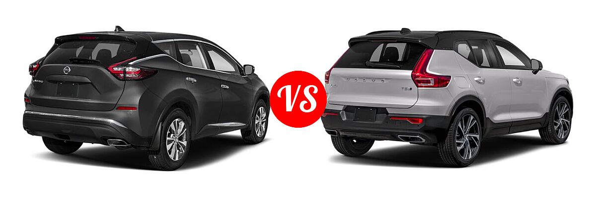2019 Nissan Murano SUV Platinum / S / SL / SV vs. 2019 Volvo XC40 SUV R-Design - Rear Right Comparison