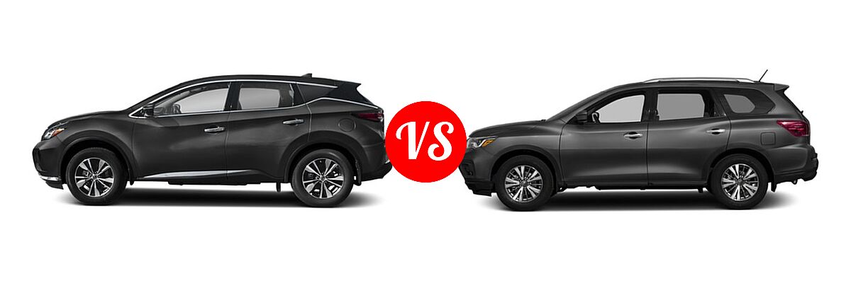 2019 Nissan Murano SUV Platinum / S / SL / SV vs. 2019 Nissan Pathfinder SUV S - Side Comparison