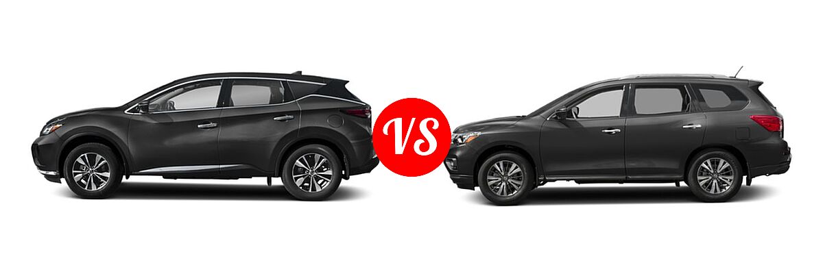 2019 Nissan Murano SUV Platinum / S / SL / SV vs. 2019 Nissan Pathfinder SUV SL / SV - Side Comparison