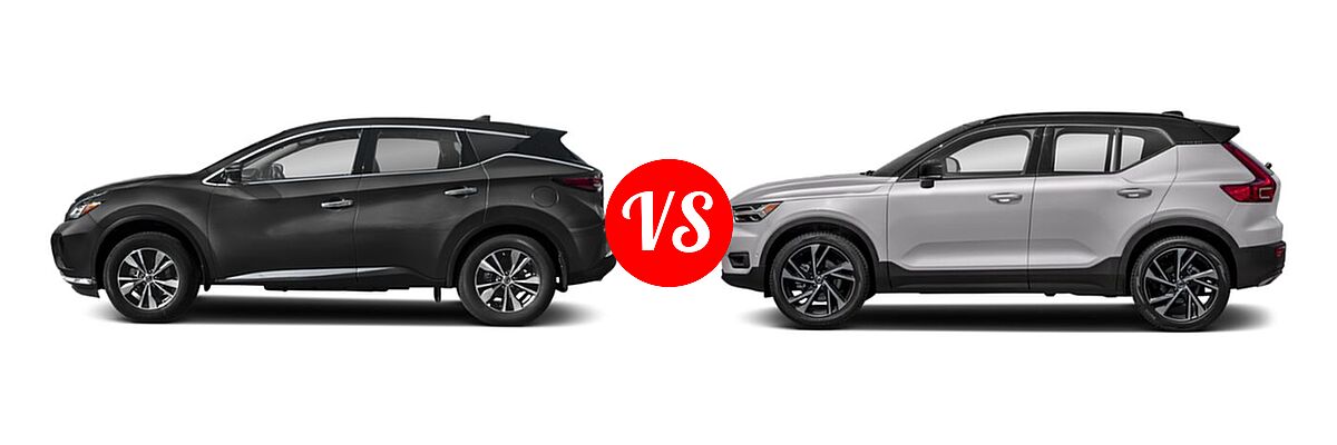 2019 Nissan Murano SUV Platinum / S / SL / SV vs. 2019 Volvo XC40 SUV R-Design - Side Comparison