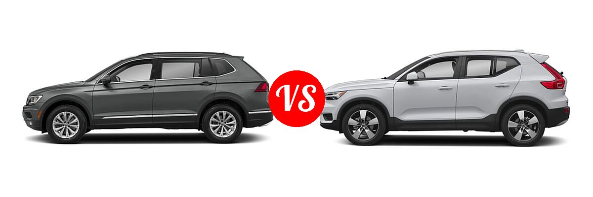2019 Volkswagen Tiguan SUV S / SE / SEL / SEL Premium vs. 2019 Volvo XC40 SUV Momentum / R-Design - Side Comparison