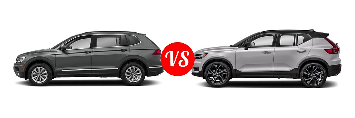 2019 Volkswagen Tiguan SUV S / SE / SEL / SEL Premium vs. 2019 Volvo XC40 SUV R-Design - Side Comparison