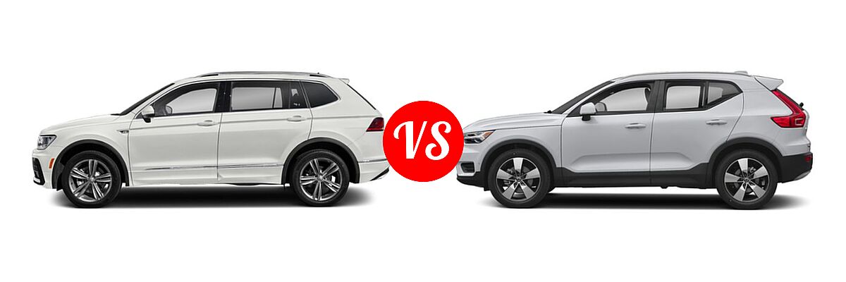 2019 Volkswagen Tiguan SUV SEL Premium R-Line / SEL R-Line / SEL R-Line Black vs. 2019 Volvo XC40 SUV Momentum / R-Design - Side Comparison