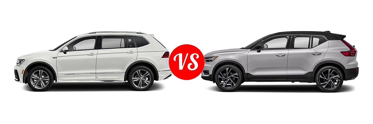 2019 Volkswagen Tiguan SUV SEL Premium R-Line / SEL R-Line / SEL R-Line Black vs. 2019 Volvo XC40 SUV R-Design - Side Comparison