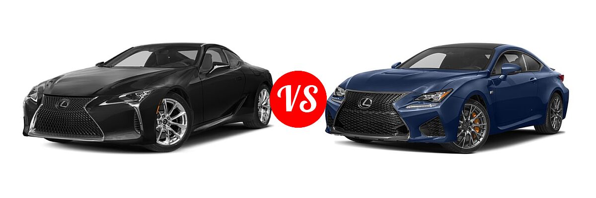 2019 Lexus LC 500 Coupe LC 500 vs. 2018 Lexus RC F Coupe RWD - Front Left Comparison
