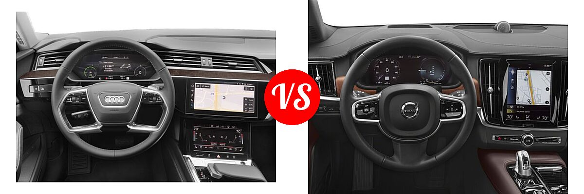 2019 Audi e-tron SUV Electric Premium Plus / Prestige vs. 2018 Volvo S90 Sedan Hybrid Inscription / Momentum - Dashboard Comparison