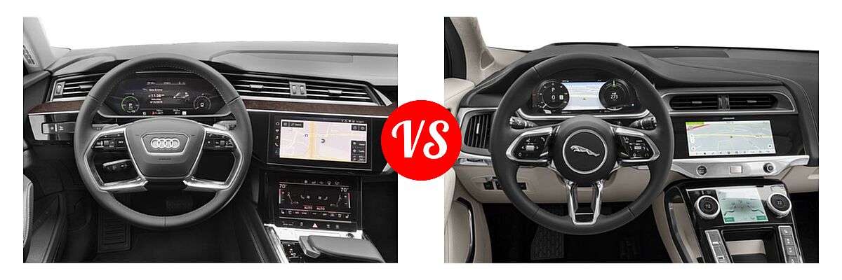 2019 Audi e-tron SUV Electric Premium Plus / Prestige vs. 2019 Jaguar I-PACE SUV Electric First Edition / HSE / S / SE - Dashboard Comparison