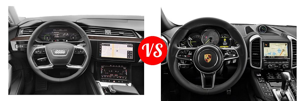 2019 Audi e-tron SUV Electric Premium Plus / Prestige vs. 2018 Porsche Cayenne SUV Hybrid S E-Hybrid / S Platinum Edition E-Hybrid - Dashboard Comparison