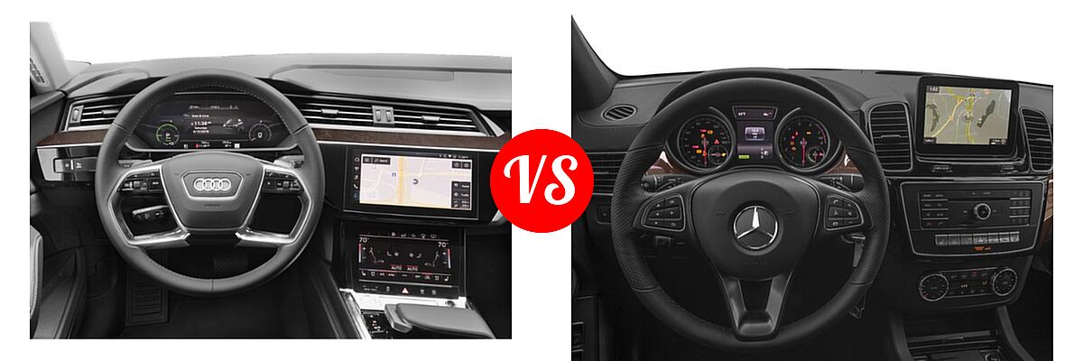 2019 Audi e-tron SUV Electric Premium Plus / Prestige vs. 2018 Mercedes-Benz GLE-Class SUV Hybrid GLE 550e - Dashboard Comparison
