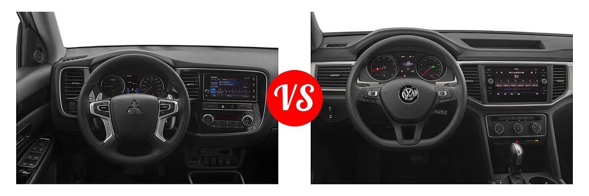 2019 Mitsubishi Outlander PHEV SUV PHEV GT / SEL vs. 2019 Volkswagen Atlas SUV 2.0T S / 3.6L V6 S / 3.6L V6 SE / 3.6L V6 SE w/Technology / 3.6L V6 SE w/Technology R-Line / 3.6L V6 SEL / 3.6L V6 SEL Premium / 3.6L V6 SEL R-Line - Dashboard Comparison