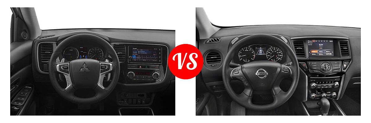 2019 Mitsubishi Outlander PHEV SUV PHEV GT / SEL vs. 2019 Nissan Pathfinder SUV S - Dashboard Comparison