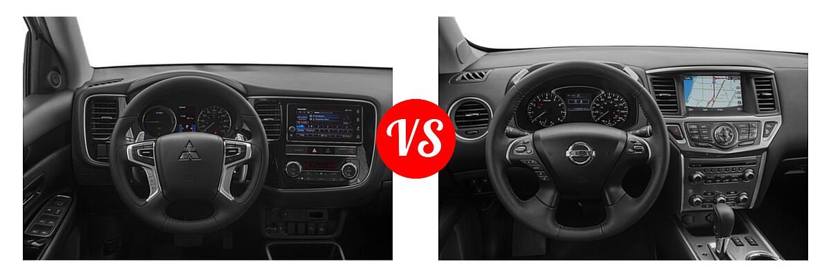 2019 Mitsubishi Outlander PHEV SUV PHEV GT / SEL vs. 2019 Nissan Pathfinder SUV SL / SV - Dashboard Comparison