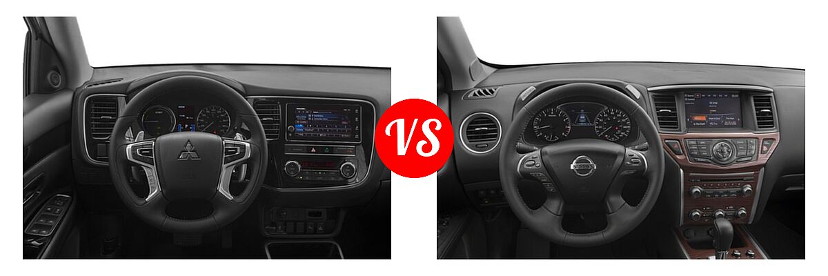 2019 Mitsubishi Outlander PHEV SUV PHEV GT / SEL vs. 2019 Nissan Pathfinder SUV Platinum - Dashboard Comparison