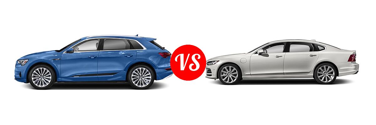 2019 Audi e-tron SUV Electric Premium Plus / Prestige vs. 2018 Volvo S90 Sedan Hybrid Inscription / Momentum - Side Comparison
